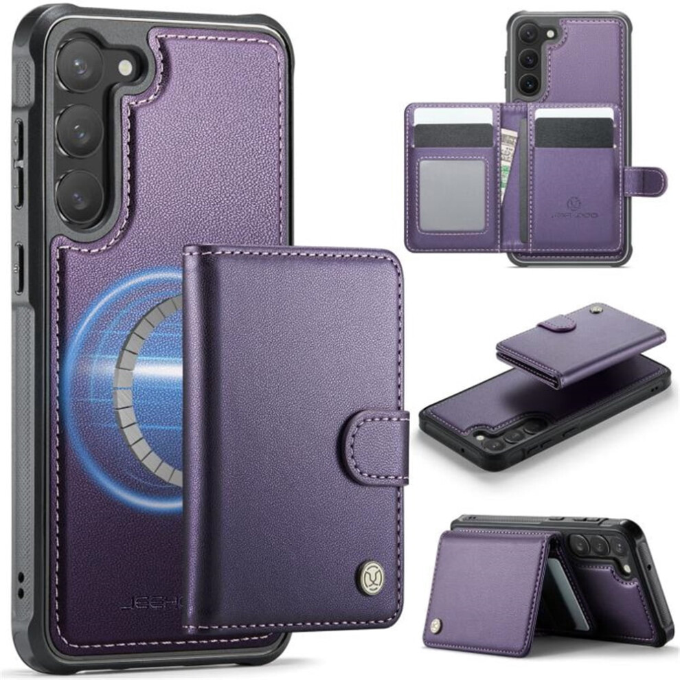 Jeehood Case For Samsung Galaxy S23 5G: Rfid-Blocking, Magsafe-Compatible 2-In-1 Wallet With Kickstand, Pu Leather, Purple 9482726193586