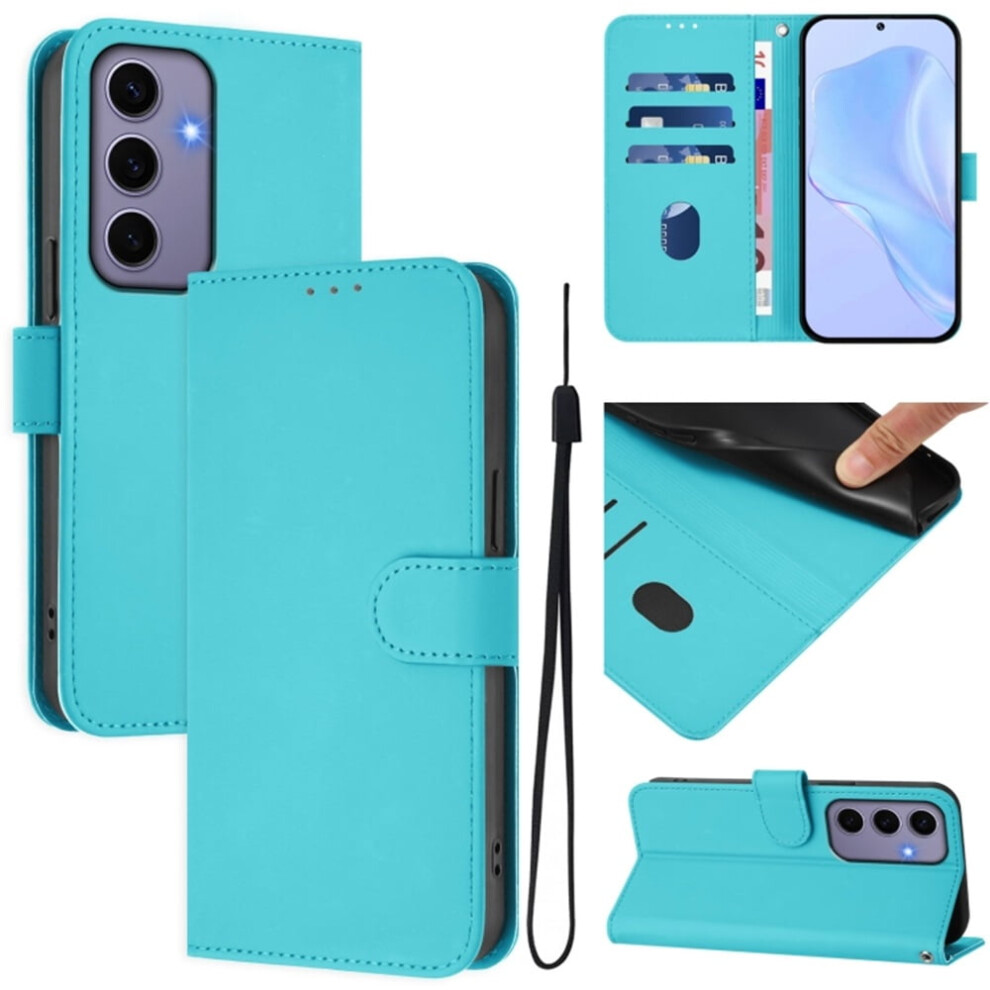 Wallet Case Compatible With Samsung Galaxy S24 5G Â Pu Leather Flip Folio, Magnetic Closure, 3-Card Slot & Wrist Strap, Lake Blue 9170372165629