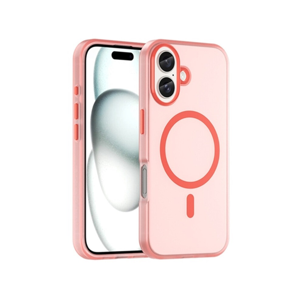 For Compatible With Iphone 16 Magsafe Frosted Translucent Tpu + Pc Full Coverage Phone Case,,For Compatible With Iphone 16 Red 9485826657521