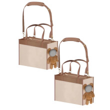 2-Pack Stylish PU Leather Dog Carrier Bag for Small/Medium Dogs & Cats, 34x24x16.5cm, Khaki