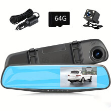 Universal Smart Rearview Mirror Dash Cam, 1080P, 170 Wide-Angle, Night Vision, Loop Rec, Motion Detect, Parking Mode, Auto-Dimming — Compatible