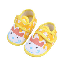 Baby First Walking Shoes Boys Girls Infant Sneakers Crib Shoes Breathable Lightweight Slip On Shoes Yellow 6-9 Months