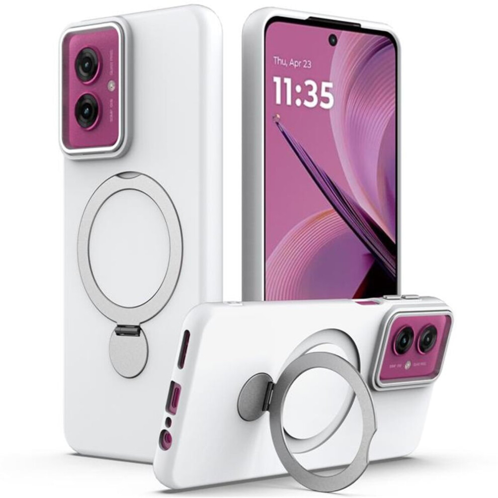 For Motorola Moto G55 Case (Compatible With Magsafe) With Invisible Magnetic O-Ring Stand Military-Grade Shockproof Phone Case,,For Moto G55 White 9558633068672