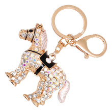 White Zinc Alloy Horse Keychain Bag Charm Pendant Stylish Design 1 Piece