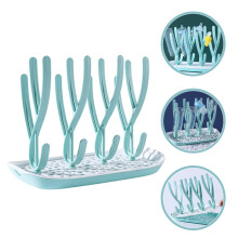 Durable Blue Bottle Drying Rack for Home Use with Easy Drain Tray and Upright Bottle Storage