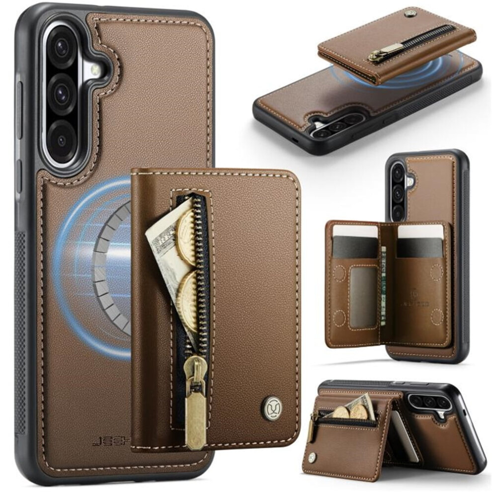 Compatible With Samsung Galaxy A56 5G: Magsafe 2-In-1 Pu Leather Wallet Case With Rfid Blocking, Ring Holder, Kickstand & Wrist Strap Â Brown 9193271857327