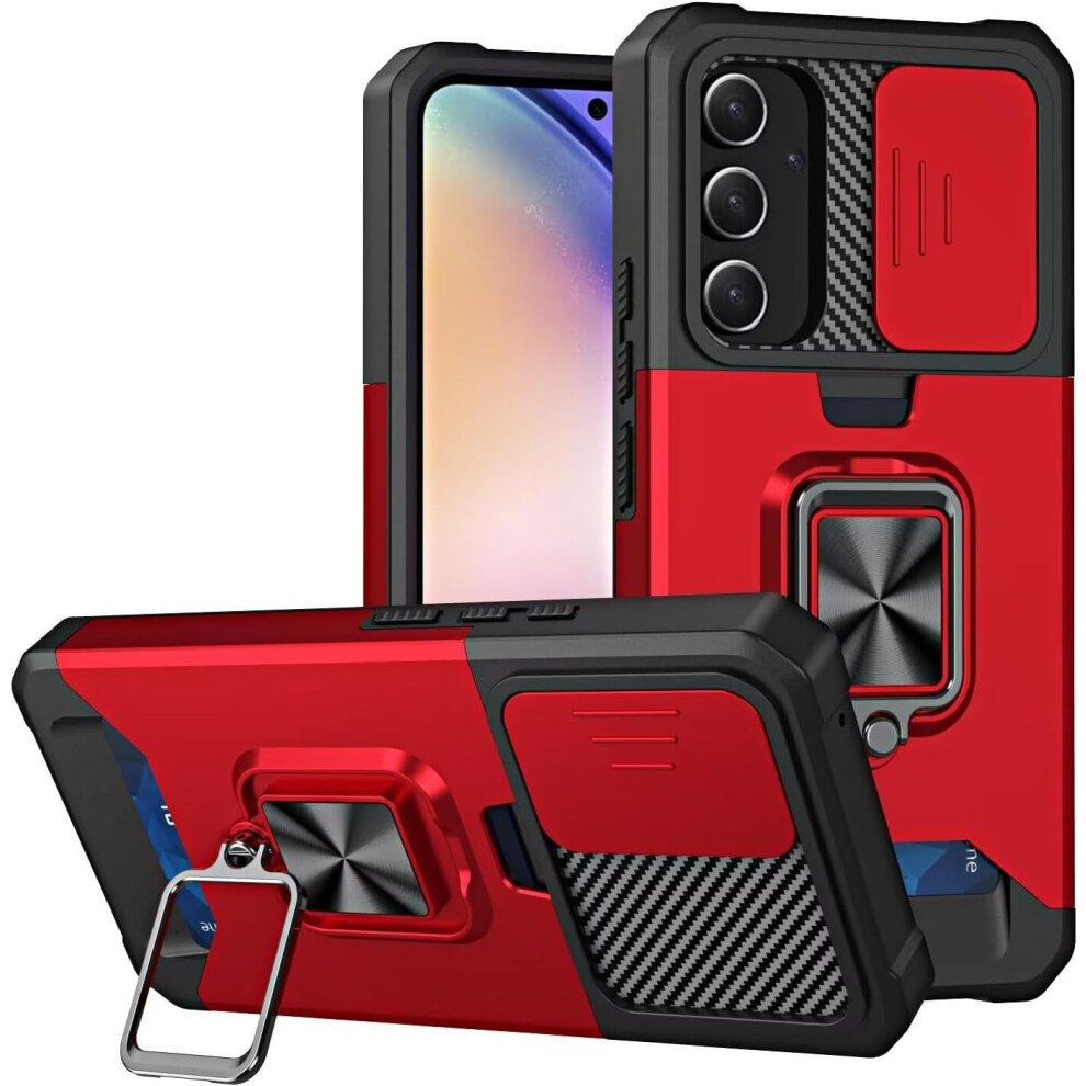 Galaxy A36 5G Case: Military-Grade Tpu+Pc, Magnetic Kickstand, Card Slot, Shockproof – Compatible With Samsung Galaxy A36 5G Red 9193271856610