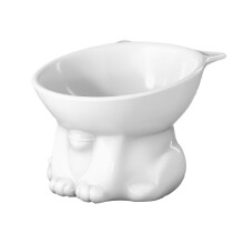 Elevated Cat Bowls, 15 Tilted Raised Cat Food Bowl Anti-Vomiting,Whisker Friendly, Cat Dishes for Protecting Spine (White)