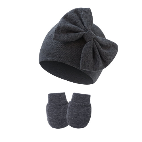 Conjunto de gorro e luvas para recém-nascida, com laço de algodão, ideal para prematuros.