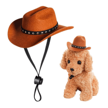 Caipín Cowboy Peataí do Mhadraí Cat Maisiúcháin Cóisire Peataí Hata Mini Cowboy - (Caife,B)
