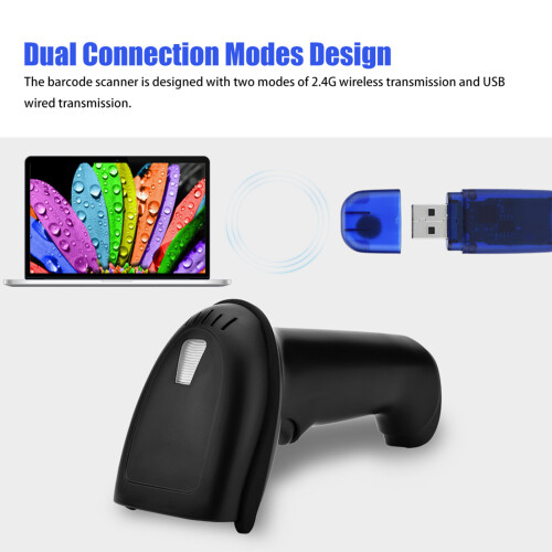 Ασύρματος σαρωτής γραμμωτού κώδικα Plug and Play, χωρίς προγράμματα οδήγησης, με 2