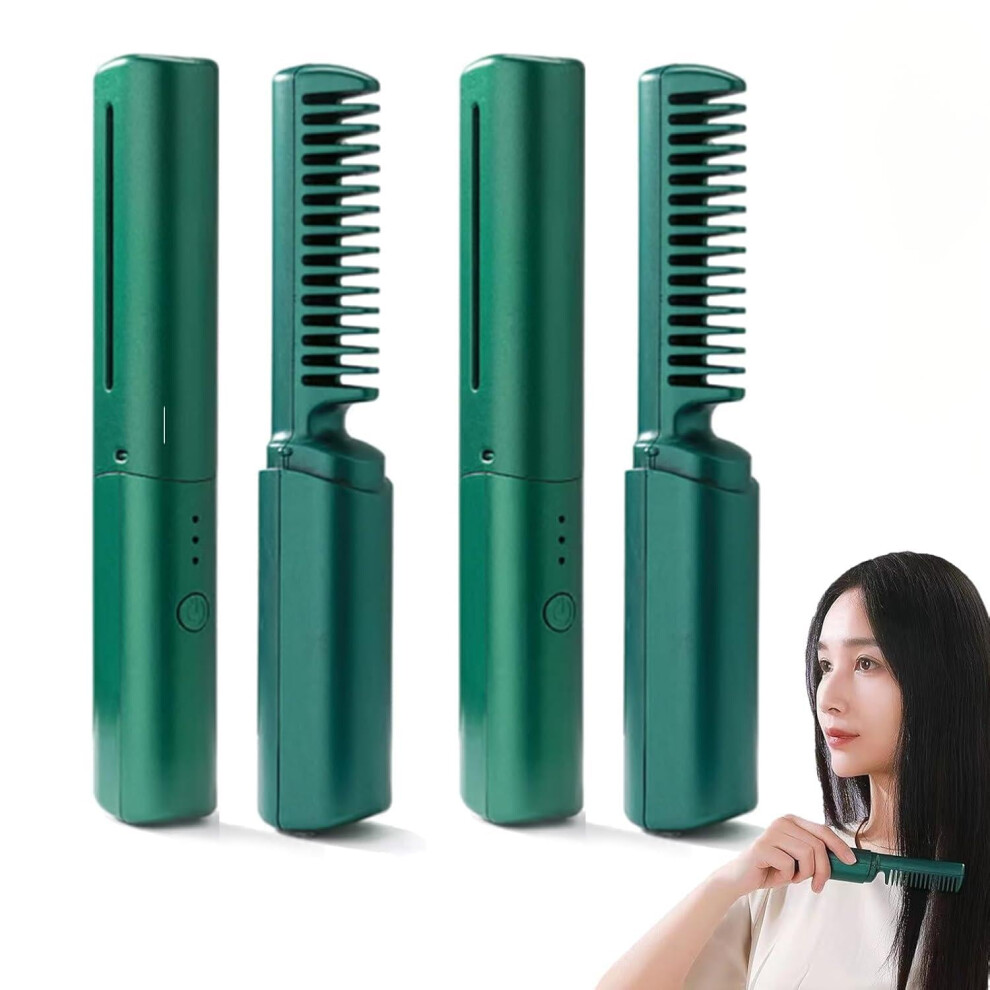 Victoriousact Hairdressing Comb & Rechargeable 2-in-1 Travel Curling Iron (2*Green), compatible with Victorious Act