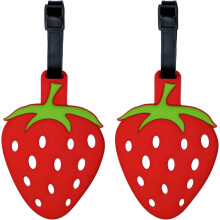 2-Pack Strawberry Luggage Tags – Cute Silicone Travel ID Tags for Suitcases & Bags – Fun Fruit-Themed Accessories for Teens & Adults