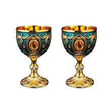2Pcs 30ml Wine Glasses Vintage Medieval Goblet Drinking Glass Drinking Cup Communions Party Household Dining Gift