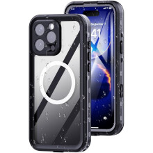 Pouzdro pro iPhone 16Pro Max – vodotěsné s certifikací IP68, kompatibilní s MagSafe, průhledný nárazuvzdorný kryt s vestavěnou ochranou