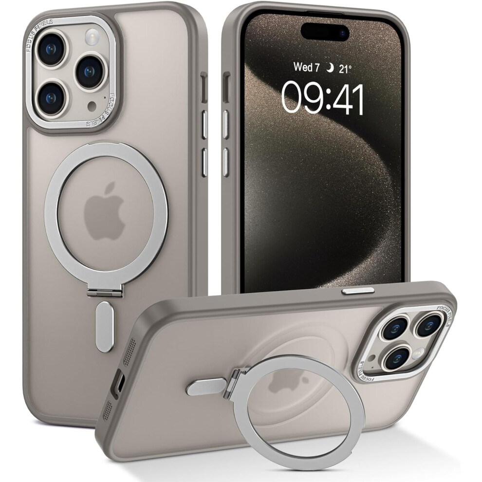 Iphone 15 Pro Max Case With Invisible Stand & Magsafe Compatibility Â Slim, Transparent, Shockproof, Titanium Gray 9418476721717