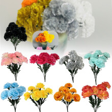 Boeket van 7 kunstmatige zijden anjers (41 cm), kunstbloemenarrangement voor bruiloften, huis- en buitendecoratie in 9 kleuren.