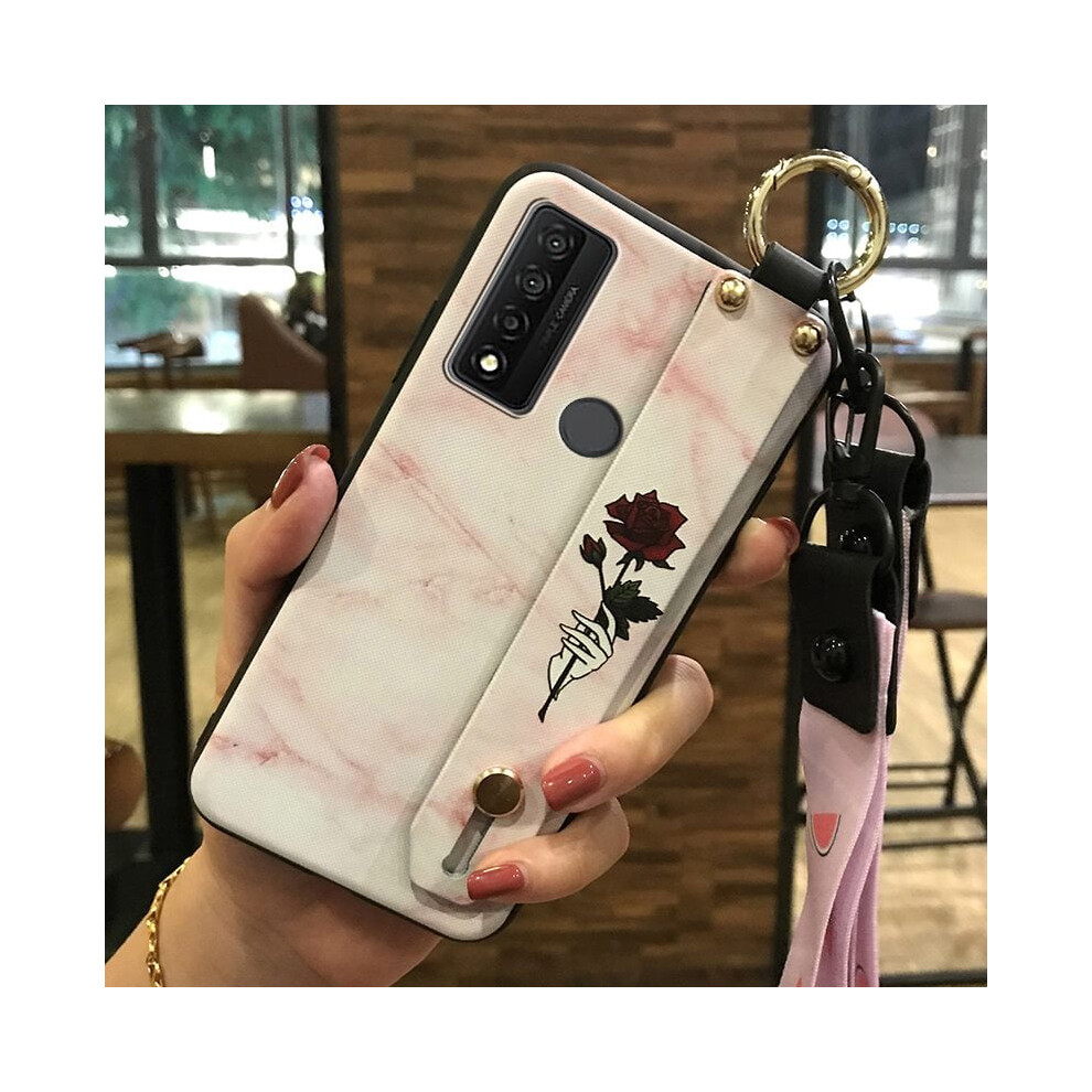 Phone Case Compatible With Tcl 20 Xe Â Shockproof, Dust & Knock Resistant, Silicone Flower Design With Ring Holder, Kickstand & Lanyard 9418476721564