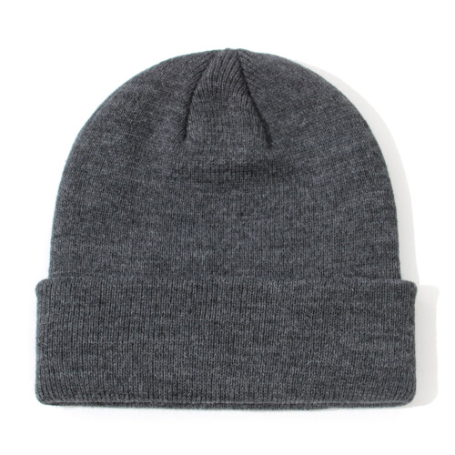 Winter Knitted Beanie Newborn Crochet Pullover Warm Cap Dark Gray S