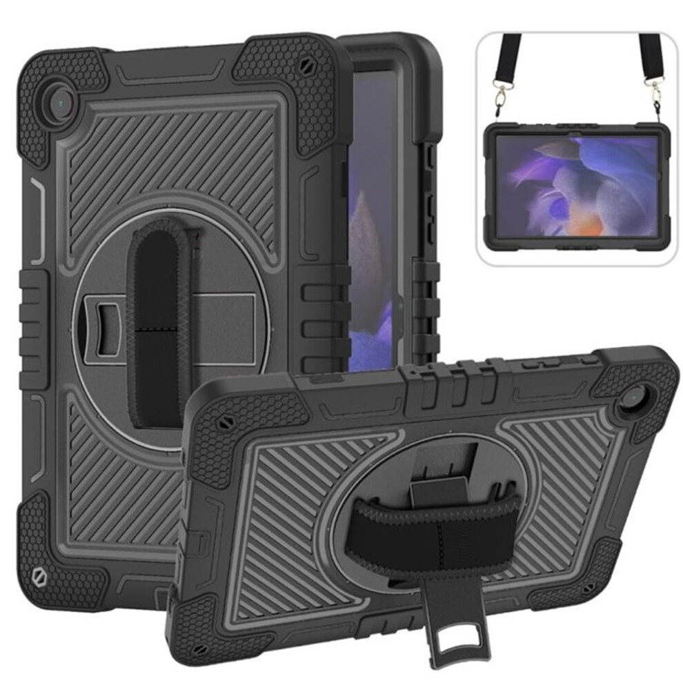 Shockproof Case For Samsung Galaxy Tab A9+ Â Anti-Drop Silicone+Pc, 360 Rotating Handle Stand & Shoulder Strap, Black 9130661954150
