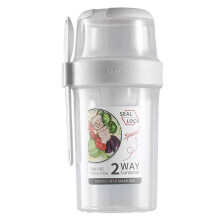Récipient à salade portable, gobelet mélangeur à salade avec plusieurs compartiments et cuillère, séparation des ingrédients humides et secs