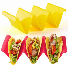 Taco Holder Plastic Taco Stand with Handle Taco Holders Rack Trays for 3 Tacos Oven Grill and Dishwasher Safe [Yellow,1Pack]