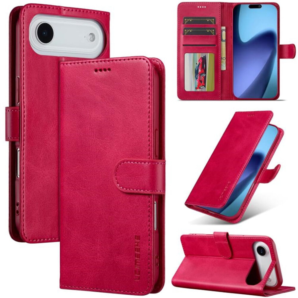 Lc.imeeke Leather Flip Folio Case For Compatible With Iphone Air Â Pu Leather, Magnetic Closure, Card Slot, Kickstand, Shockproof, Red 9130661955331