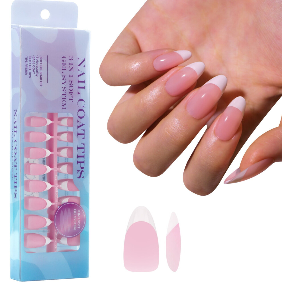 X Coat Tips Natural Nails Tips Short Square/Almond Press On Nails Soft Gels Nails False Nails,Soak Offs Acrylic Fake Nails