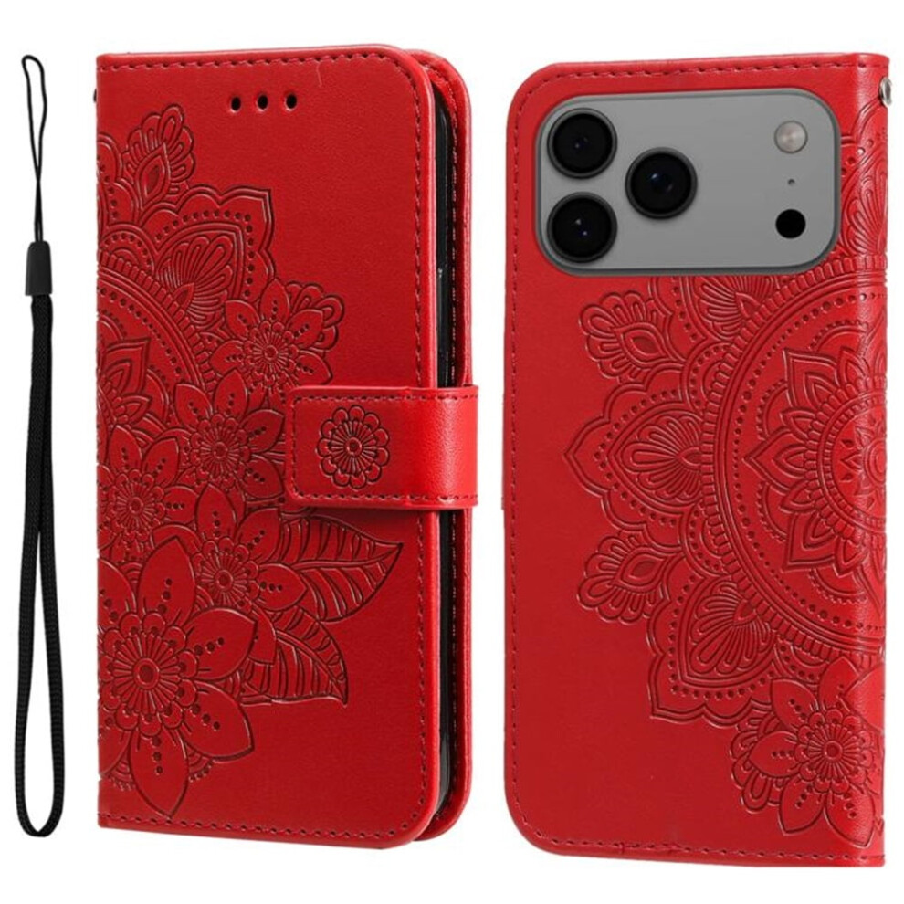 Pu Leather Flip Wallet Case With Magnetic Closure, Card Slots & Hanging RopeâCompatible With Iphone 17 Pro Max Red 9152228557314