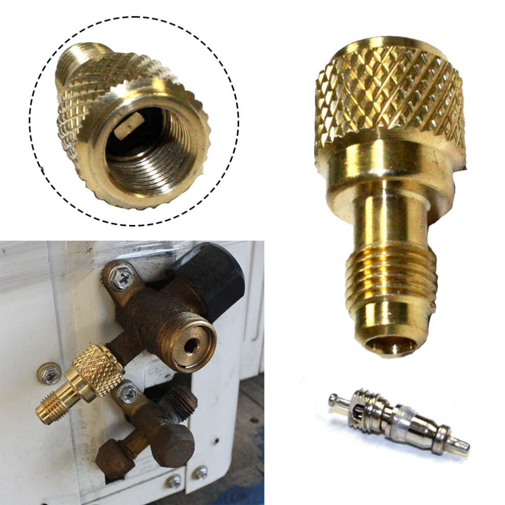 R410a Mini Split Ac Hvac Charging Vacuum Adapter 5/16 To 1/4In W/Valve Core 9152228557840