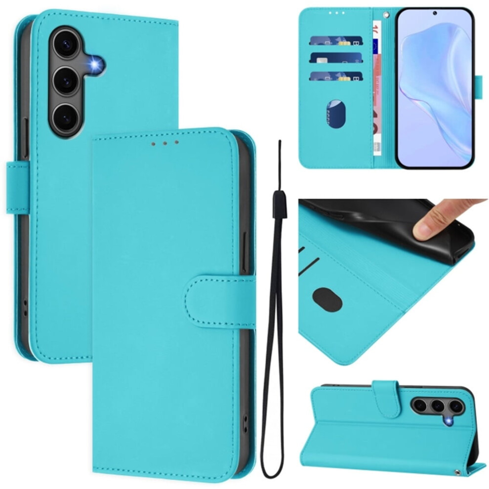 Wallet Case Compatible With Samsung Galaxy S25+ 5G Â Pu Leather Magnetic Flip Folio, 3-Card Slot & Wrist Strap, Lake Blue 9130661954884