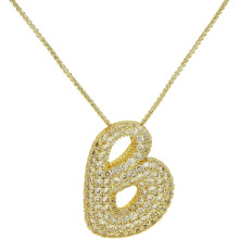 Gold Bubble Letter Necklace for Women – Initial Pendant