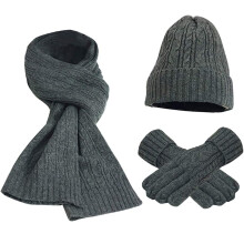 Langes Schal-Set, fleecegefütterte, warme Wintermütze, Touchscreen-Handschuhe, kuschelige Mütze, modisches Design für Damen und Herren, ideal als