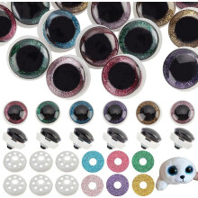 24Sets Plastic Safety Eyes Stuffed Glitter Animal Eyes 35mm Craft Crochet Eyes for Teddy Bear Amigurumi Craft Puppet Plush Animal Making
