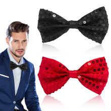 Paillettenfliegen für Herren, funkelnde Fliege mit verstellbarem Gummiband, vorgebundene Fliege in elegantem Satin-Finish, elegante Satinfliege für
