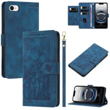 Leren flip-wallet hoesje voor iPhone 16e – Tulpenreliëf.