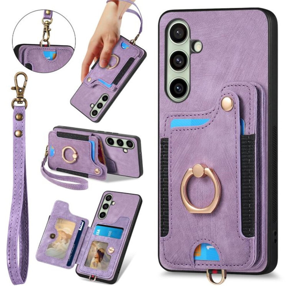 Compatible With Samsung Galaxy A56 5G Pu Leather Wallet Case With Rfid Blocking, Ring Holder, Kickstand, Wrist Strap & Magnetic Closure Â Purple 9130661956109