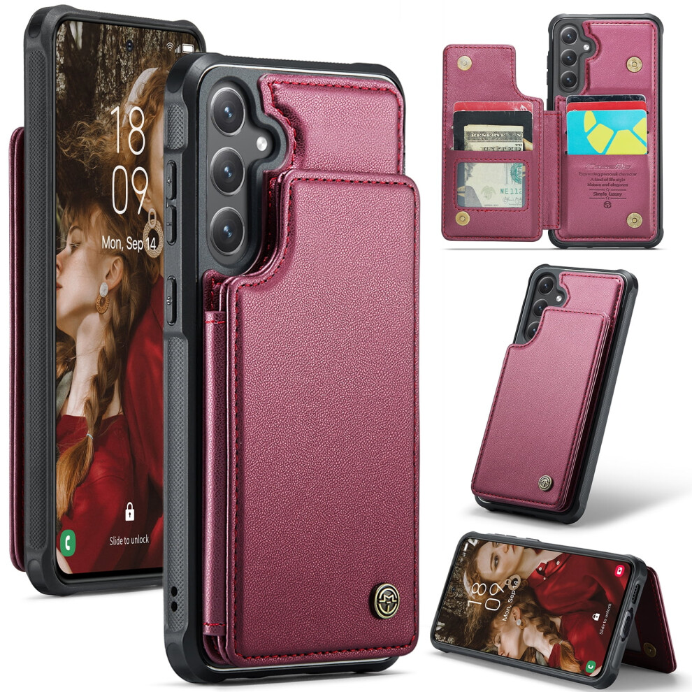 Caseme Leather Wallet Case For Compatible With Samsung Galaxy S24 Fe Â Rfid Blocking, Magnetic Clasp, Kickstand, Shockproof 9152228558601