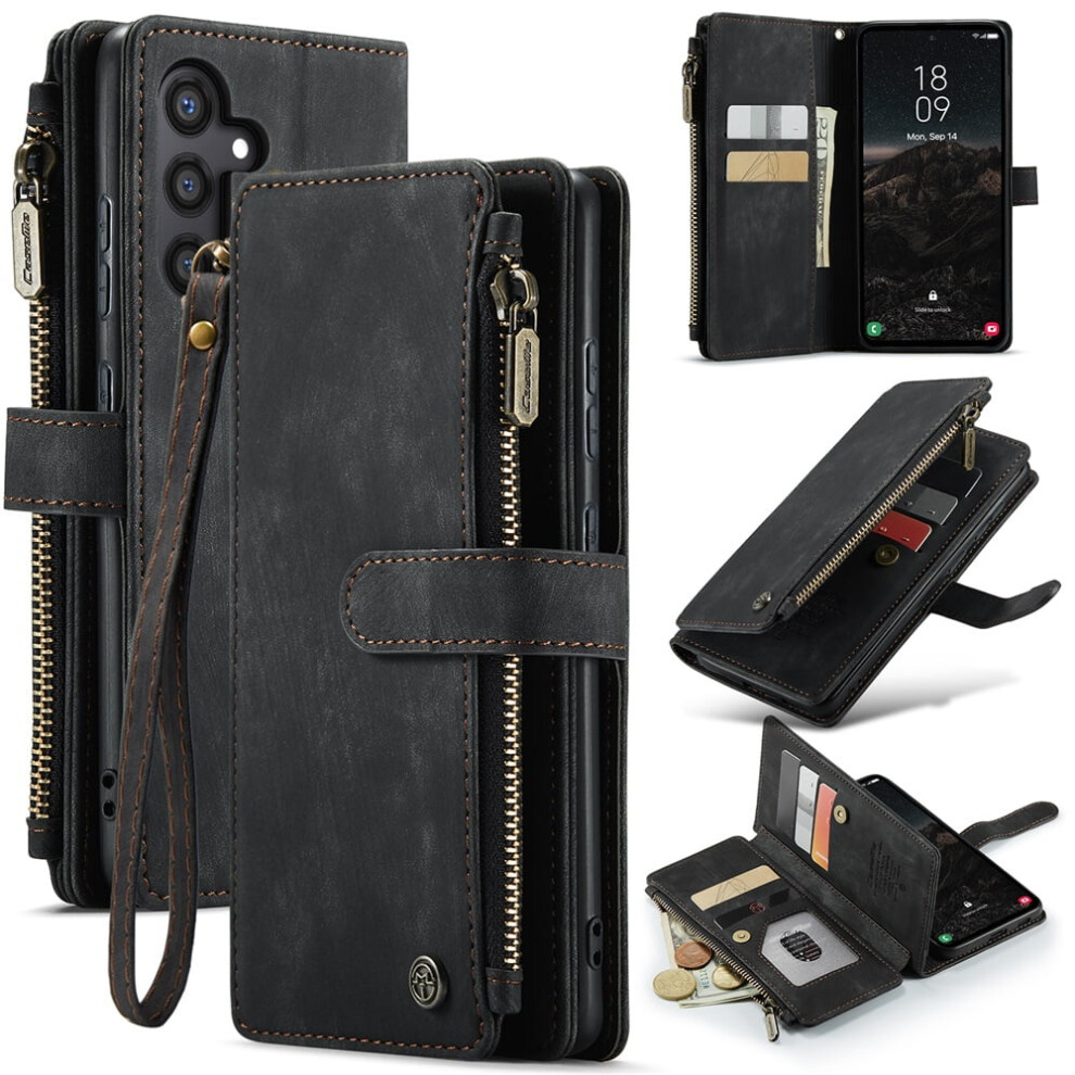 Caseme Wallet Case For Samsung Galaxy S24 Â Pu Leather Magnetic Flip, Lanyard Strap, Zipper Card Holder, 6.2-Inch 9130661956482