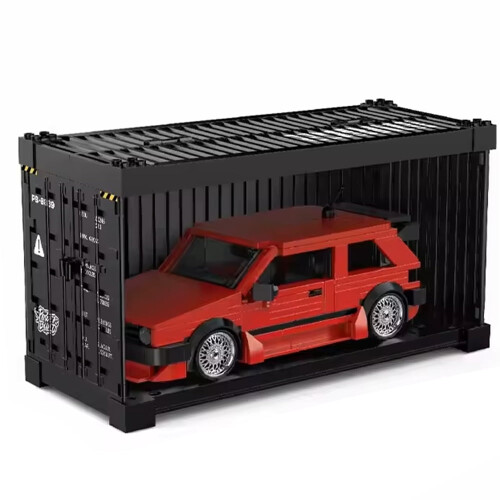 Κόκκινο Σετ Κατασκευών Golf MK2Car, Συμβατό με Μοντέλο Οχήματος Lego Speed με Κοντέινερ για
