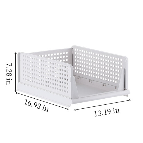Multi-Functional Stackable Plastic Storage Bins White Durable Closet Organizers for Wardrobe Kitchen Bathroom and Office 1