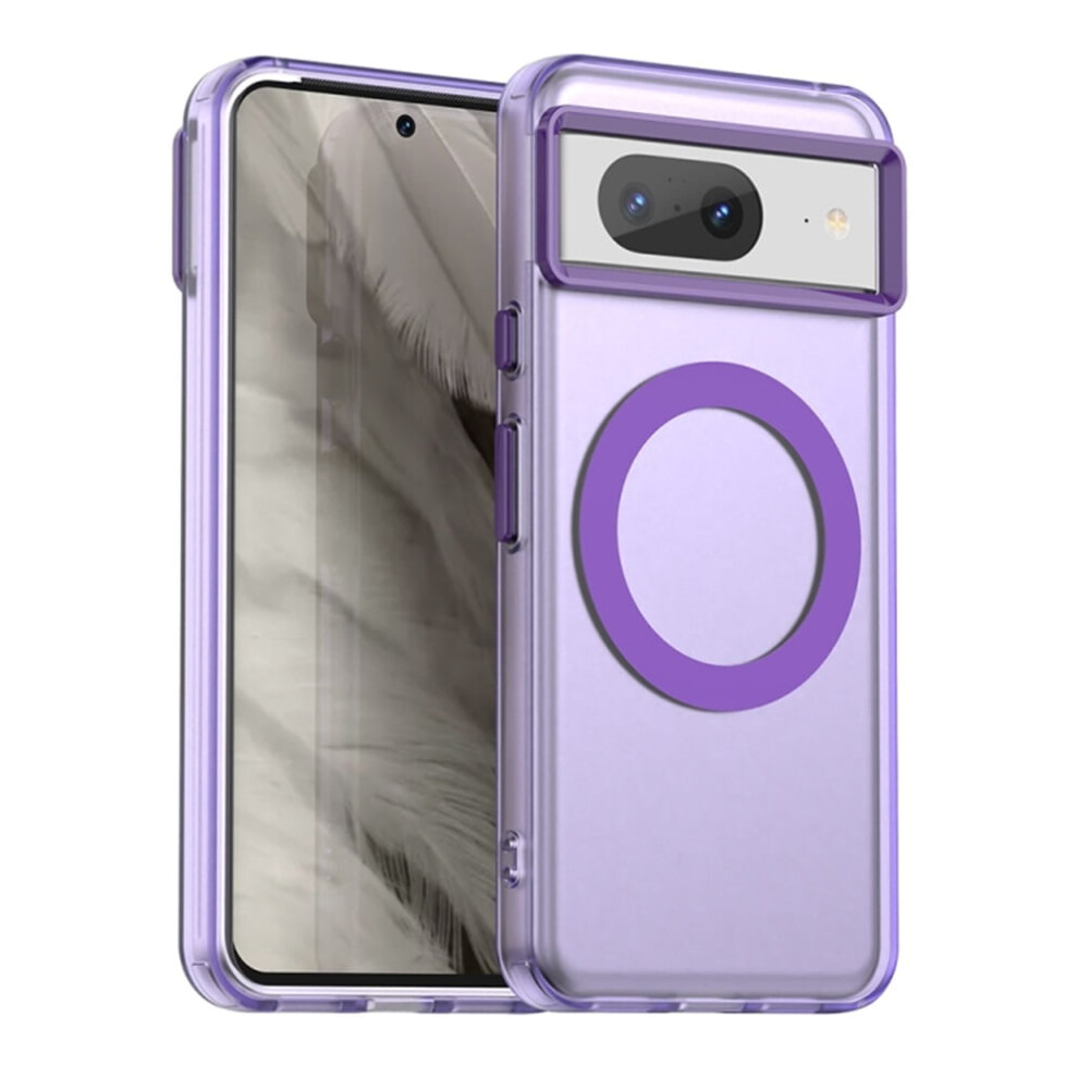 Cute Candy Color Magsafe-Compatible Slim Shockproof Case For Google Pixel 8 (6.3"), Purple 9170372167043