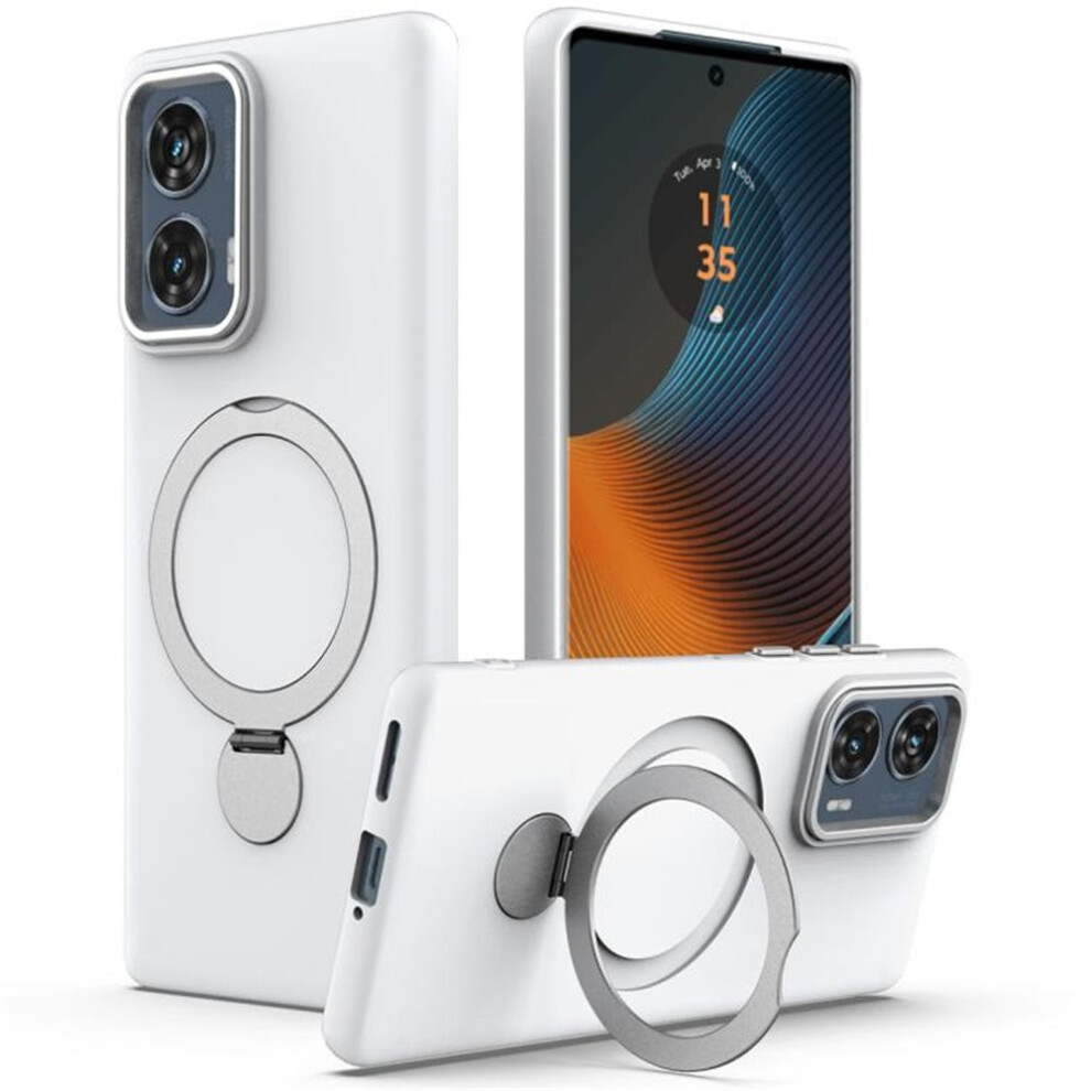 For Motorola Edge 50 Fusion / G96 5G Case (Compatible With Magsafe) With Invisible Magnetic O-Ring Stand Military-Grade Shockproof Phone Case, White 9170372166374