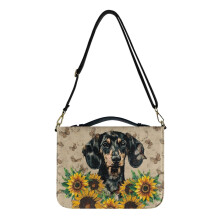 Funda para Biblia con diseño de perro salchicha, girasol y mariposa, impermeable.
