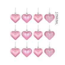 Heart Decorations Pink Hanging Ornaments 12pcs