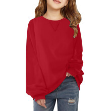 Girls Crewneck Sweatshirts Long Sleeve Cute Pullover Oversized Lightweight Tops Red 7-8 Years