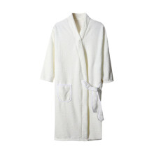 Women's Fleece Bathrobe Solid Color Long Sleeve White One