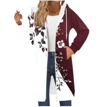 Women's Zip Up Hoodies Oversized Print Long Tunic Sweatshirts Casual Long Sleeve Jackets Drawstring Outerwear