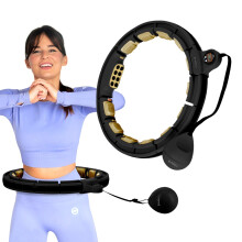 Magnetischer gewichteter Hula Hoop mit Zähler, Schwarz/Gold