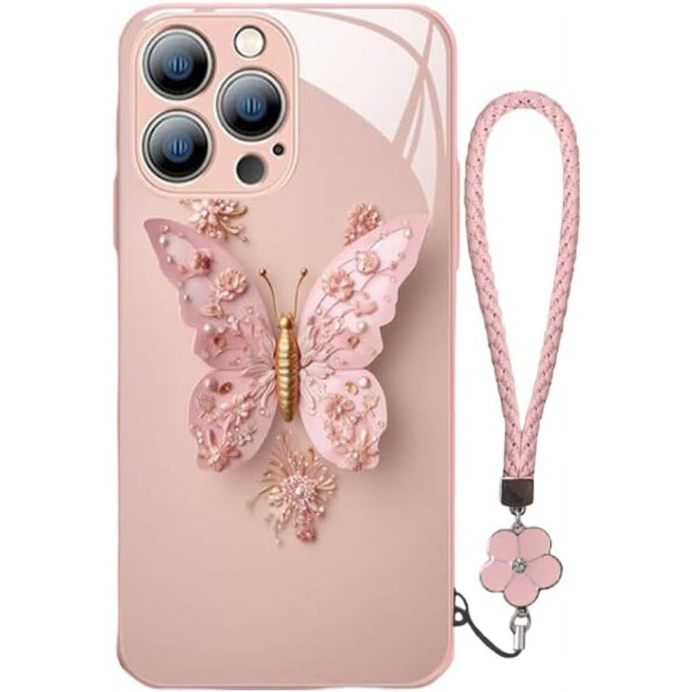 Iphone 11 Butterfly Pattern Tempered Glass Case With Wrist 9558830539456